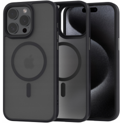 Θήκη Apple iPhone 15 Pro Max - Spacecase Hybrid MagSafe Σκληρή Ημιδιάφανη με MagSafe - Black (5905719103231)