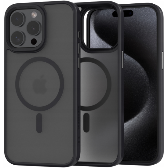 Θήκη Apple iPhone 15 Pro Max - Spacecase Hybrid MagSafe Σκληρή Ημιδιάφανη με MagSafe - Black (5905719103231)