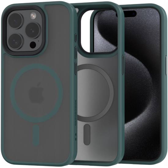 Spacecase Hybrid MagSafe - Σκληρή Ημιδιάφανη Θήκη MagSafe - Apple iPhone 15 Pro - Dark Green (5905719103217)