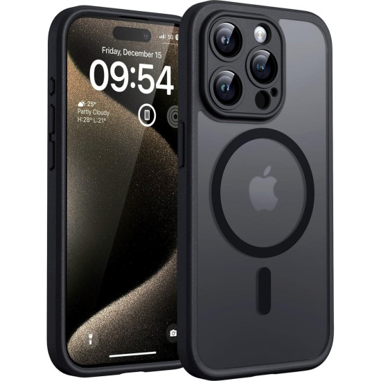 Spacecase Hybrid MagSafe - Σκληρή Ημιδιάφανη Θήκη MagSafe - Apple iPhone 15 Pro - Black (5905719103194)