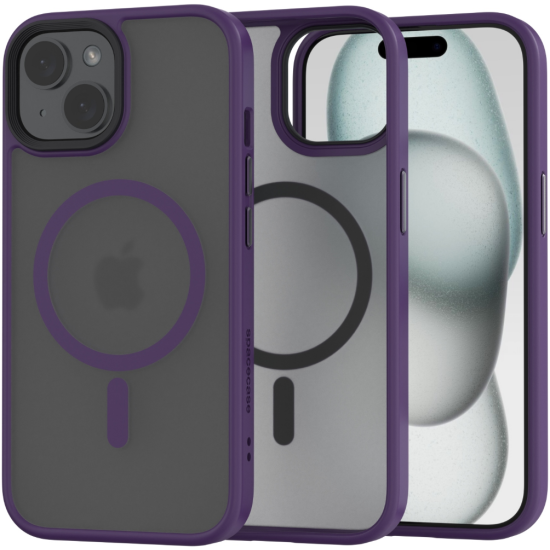 Spacecase Hybrid MagSafe - Σκληρή Ημιδιάφανη Θήκη MagSafe - Apple iPhone 15 Plus - Purple (5905719103187)