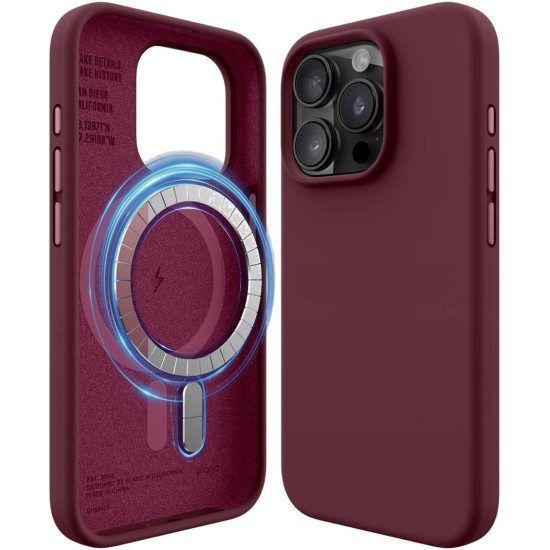 Elago Magnetic Silicone Case - Premium MagSafe Θήκη Σιλικόνης - Apple iPhone 15 Pro - Burgundy (ES15MSSC61PRO-BGD)