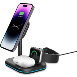 Tech-Protect A27 3 in 1 Magnetic MagSafe Wireless Charger - Βάση Ασύρματης Φόρτισης MagSafe για iPhone 16 / 15 / 14 / 13 / 12 / AirPods / Apple Watch - 10W - Black (9490713934586)