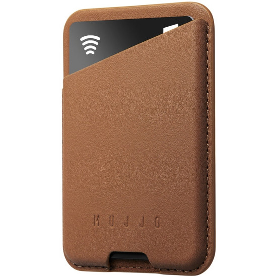 Mujjo Full Leather Magnetic Wallet - Universal Δερμάτινο MagSafe Πορτοφόλι / Θήκη για Κάρτες - Dark Tan (MUJJO-WA-001-DT)