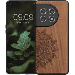 KWmobile Σκληρή Ξύλινη Θήκη με TPU Bumper - OnePlus 11 - Walnut / Rising Sun (60791.02)