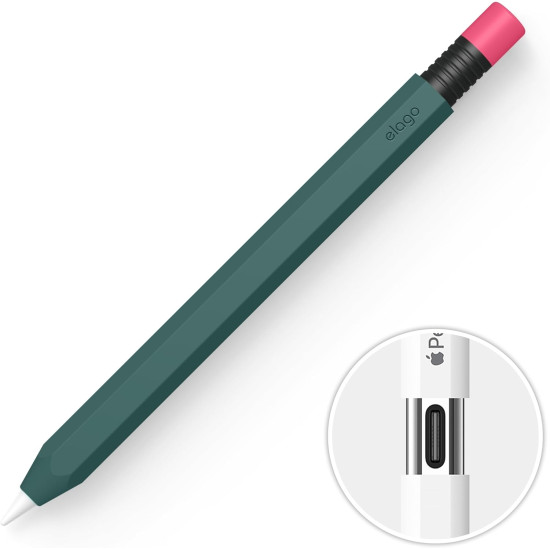 Elago Classic Pencil Case - Θήκη Premium Σιλικόνης Apple Pencil USB-C - Midnight Green (EAPENC-SC-MGR)