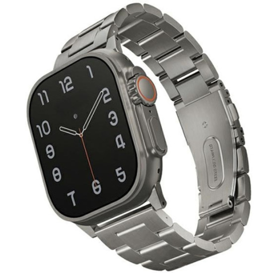 Uniq Osta Stainless Steel Band - Μεταλλικό Λουράκι από Ανοξείδωτο Ατσάλι - Apple Watch Ultra/SE/11/10/9/8/7/6/5/4 (49/46/45/44mm) - Silver (UNIQ-49MM-OSTASIL)
