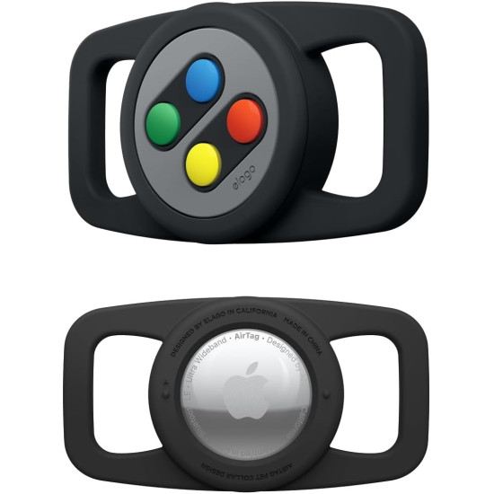 Elago W5 Pet Collar Case - Θήκη Premium Σιλικόνης Apple AirTag 2 / 1 για Κολάρο Κατοικιδίων - Black (EAT-W5-PET-BK)