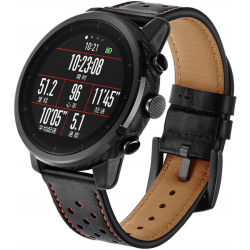 Spacecase Elegance - Universal Δερμάτινο Λουράκι για Smartwatches (22mm) - Black (5903943243891)
