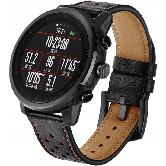 Spacecase Elegance - Universal Δερμάτινο Λουράκι για Smartwatches (20mm) - Black (5903943243853)