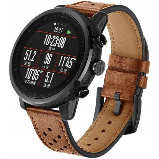 Spacecase Elegance - Universal Δερμάτινο Λουράκι για Smartwatches (20mm) - Brown (5903943243860)