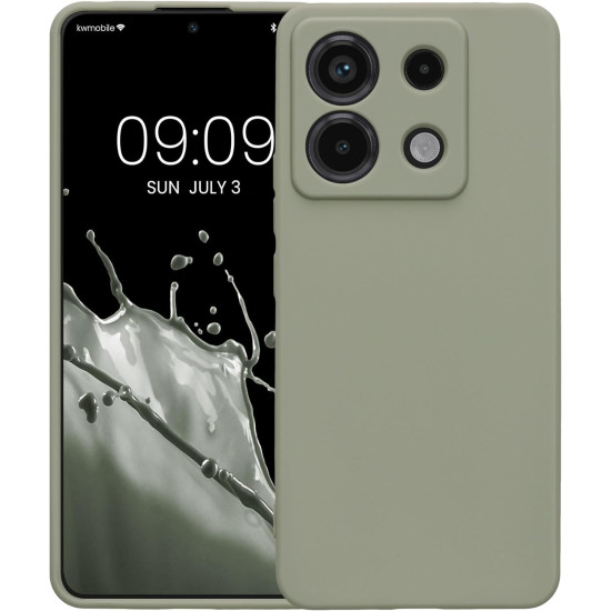 Θήκη Σιλικόνης με Πλαίσιο Κάμερας - Xiaomi Redmi Note 13 Pro 5G / Poco X6 - KWmobile TPU Case with Camera Lens Protector - Gray Green (KWM000020LD003C)