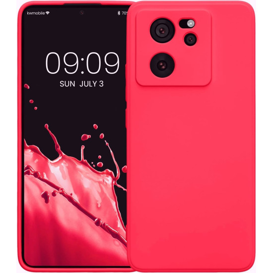 KWmobile Soft Slim Flexible Rubber Cover with Camera Protector - Θήκη Σιλικόνης Xiaomi 13T / 13T Pro με Πλαίσιο Κάμερας - Neon Pink (KWM000020IU005C)