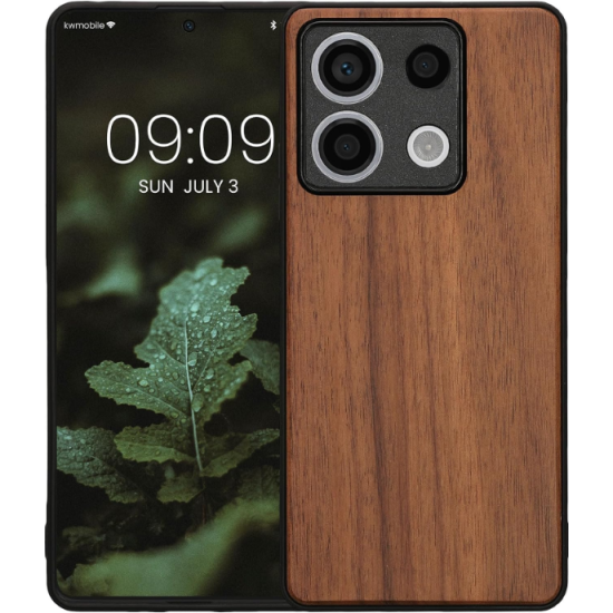 Σκληρή Ξύλινη Θήκη με TPU Bumper - Xiaomi Redmi Note 13 5G - KWmobile Wood Case with TPU Bumper - Walnut / Brown (KWM000020LO001C)