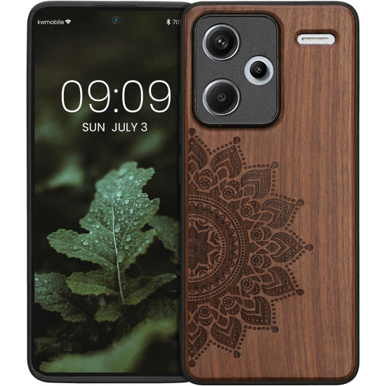Σκληρή Ξύλινη Θήκη με TPU Bumper - Xiaomi Redmi Note 13 Pro Plus - KWmobile Wood Case with TPU Bumper - Walnut / Rising Sun (KWM000020KL002C)