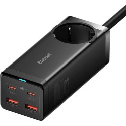 Baseus GaN3 Pro Desktop PowerStrip - Μονόπριζο με 1 Υποδοχή AC με Καλώδιο 150cm / Ταχυφορτιστής με 2 x USB-A / 2 x Type-C - 100W - Black (PSZM000401)