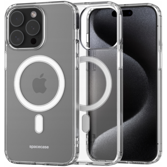 Θήκη Apple iPhone 15 Pro Max - Spacecase Clear MagSafe Σκληρή Διάφανη με MagSafe - Transparent (5905719103309)