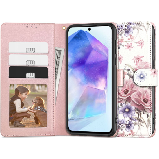 Θήκη Πορτοφόλι Samsung Galaxy A55 - Tech-Protect Wallet - Blossom Flower (5906203692187)