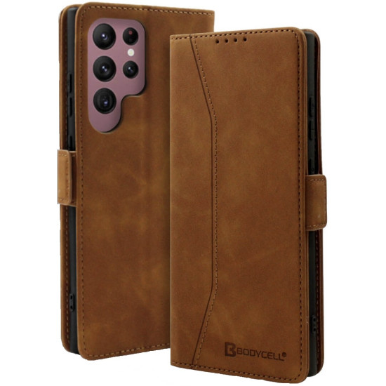 Θήκη Πορτοφόλι - Samsung Galaxy S24 Ultra - Bodycell Book Case - Brown (5206015073571)