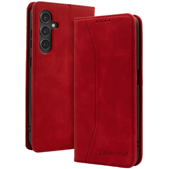 Θήκη Πορτοφόλι - Samsung Galaxy S24 - Bodycell Book Case - Red (5206015073502)