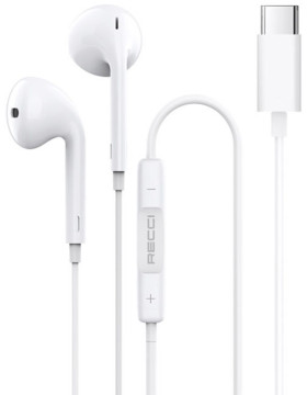 Recci REP-L27 - Ενσύρματα Handsfree Ακουστικά Type-C - White (6955482503744)