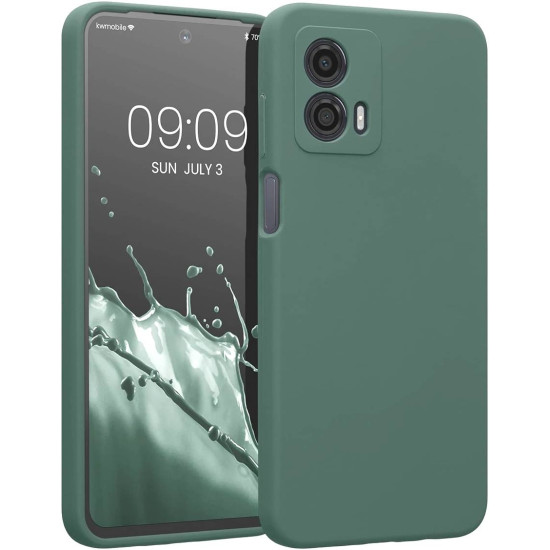 KWmobile Soft Flexible Rubber Cover - Θήκη Σιλικόνης Motorola Moto G53 με Πλαίσιο Κάμερας - Forest Green (60836.166)