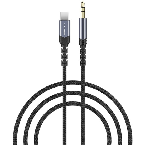 Recci RDS-A27 Audio Cable - Καλώδιο Ήχου Type-C (Male) σε AUX Mini Jack 3.5mm (Male) - 120cm - Black (6955482523346)