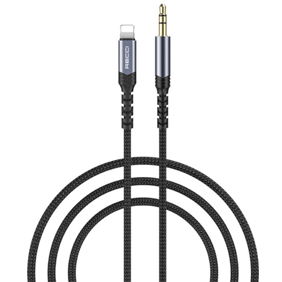 Recci RDS-A26 Audio Cable - Καλώδιο Ήχου Lightning (Male) σε AUX Mini Jack 3.5mm (Male) - 120cm - Black (6955482523339)