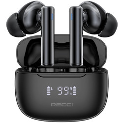 Recci REP-W77 Warrior TWS ANC Wireless Earphones - Ασύρματα Ακουστικά Bluetooth με Θήκη Φόρτισης - Black (6955482526941)