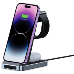 Tech-Protect A26 3 in 1 Wireless Charger - Βάση Ασύρματης Φόρτισης για Smartphone / Airpods & Galaxy Buds / Apple Watch - 15W - Black (9490713934487)