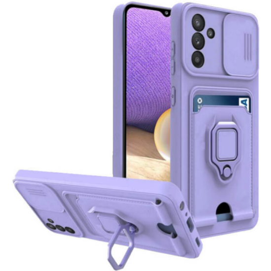 Bodycell Multifunction - Ανθεκτική Θήκη Samsung Galaxy S23 FE με Λουράκι Λαιμού / Κάλυμμα Κάμερας / Ring Holder / Υποδοχή Κάρτας - Purple (5206015072901)