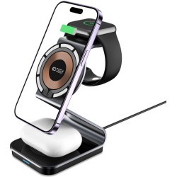 Tech-Protect A29 3 in 1 Magnetic MagSafe Wireless Charger - Βάση Ασύρματης Φόρτισης MagSafe για iPhone 16 / 15 / 14 / 13 / 12 / AirPods / Apple Watch - 15W - Black (9490713935774)