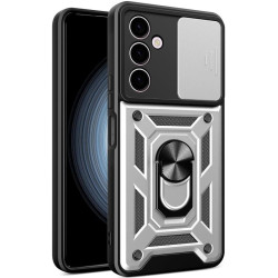 Bodycell Armor Slide - Ανθεκτική Θήκη Samsung Galaxy A25 με Κάλυμμα για την Κάμερα & Μεταλλικό Ring Holder - Silver (5206015072376)