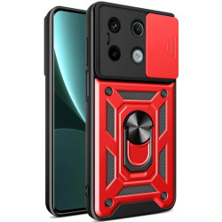 Ανθεκτική Θήκη με Κάλυμμα για την Κάμερα & Μεταλλικό Ring Holder - Xiaomi Redmi Note 13 5G - Bodycell Armor Slide - Red (5206015072819)