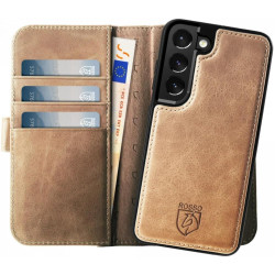 Rosso Elite - MagSafe Δερμάτινη Θήκη / Πορτοφόλι - Samsung Galaxy S22 5G - Light Brown (8719246440700)