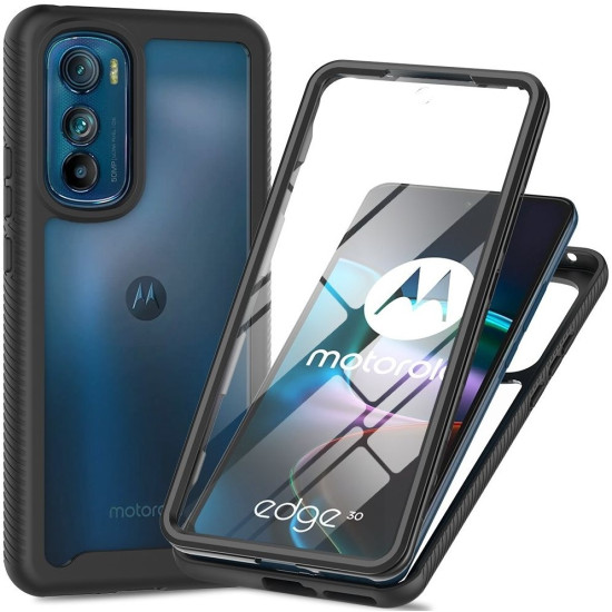 HappyCase Full Protect 360° - Full Body Διάφανη Θήκη Motorola Edge 30 - Black (8719246372599)