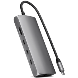 Satechi USB-C Multiport Adapter 8K With Ethernet V3 - Αντάπτορας με 4 x Type-C 3.2 / 1 x Type-C PD 85W / 1 x HDMI 8K 30Hz / 1 x Ethernet / 1 x SD 4.0 - Space Gray (ST-P8KEM)