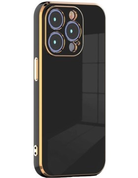 Θήκη Apple iPhone 15 Pro Max - Bodycell Gold Plated Σιλικόνης - Black (5206015073830)