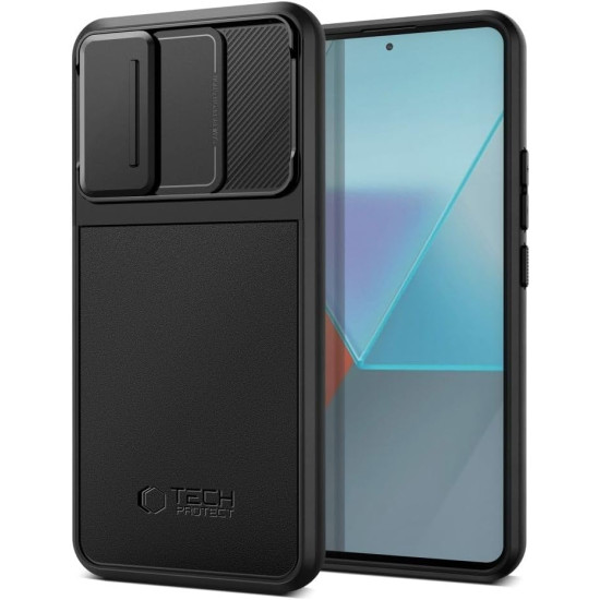 Ανθεκτική Θήκη Σιλικόνης με Κάλυμμα για την Κάμερα - Xiaomi Redmi Note 13 Pro 5G / Poco X6 - Tech-Protect Velar Cam Plus - Black (5906302307647)