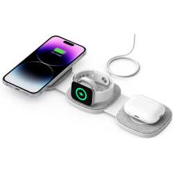 Tech-Protect A32 3 in 1 Wireless Charger - Αναδιπλούμενος Μαγνητικός Ασύρματος Φορτιστής MagSafe για iPhone 16 / 15 / 14 / 13 / 12 / Airpods / Apple Watch - 15W - Grey (5906302308255)