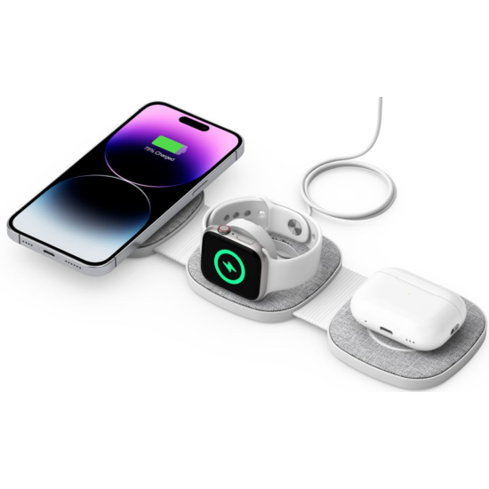 Tech-Protect A32 3 in 1 Wireless Charger - Αναδιπλούμενος Μαγνητικός Ασύρματος Φορτιστής MagSafe για iPhone 16 / 15 / 14 / 13 / 12 / Airpods / Apple Watch - 15W - Grey (5906302308255)