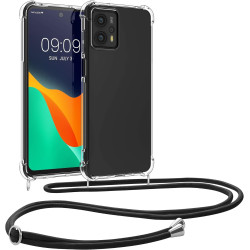 KWmobile Διάφανη Θήκη Σιλικόνης με Λουράκι Λαιμού - Motorola Moto G13 / G23 - Black / Transparent (60844.01)