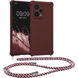 KWmobile Matte Θήκη Σιλικόνης με Λουράκι Λαιμού Xiaomi Redmi Note 12 Pro Plus - Bordeaux Violet (60720.187)
