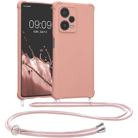 KWmobile Matte Θήκη Σιλικόνης με Λουράκι Λαιμού Xiaomi Redmi Note 12 Pro Plus - Mother Of Pearl (60720.154)