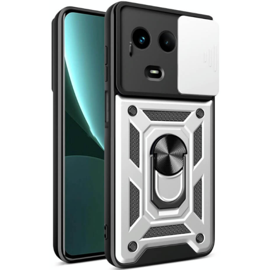 Bodycell Armor Slide - Ανθεκτική Θήκη Realme 11 5G / 11x με Κάλυμμα για την Κάμερα & Μεταλλικό Ring Holder - Silver (5206015072611)