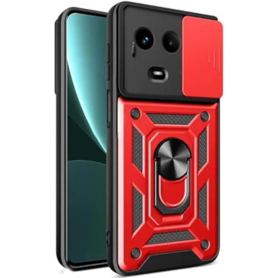 Bodycell Armor Slide - Ανθεκτική Θήκη Realme 11 5G / 11x με Κάλυμμα για την Κάμερα & Μεταλλικό Ring Holder - Red (5206015072604)