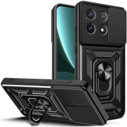 Ανθεκτική Θήκη με Κάλυμμα για την Κάμερα & Μεταλλικό Ring Holder - Xiaomi Poco X6 Pro - Bodycell Armor Slide - Black (5206015074820)