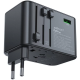 Acefast Z1 Travel Plug Charging GaN 2300W Adapter - Ταχυφορτιστής Ταξιδιού με Βύσμα EU / US / UK / AU και Θύρες 3 x Type-C / 2 x USB-A / 1 x AC - 75W - Black (6974316282495)
