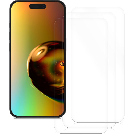 KWmobile Crystal Clear Screen Protector - Μεμβράνη Προστασίας Οθόνης - Apple iPhone 15 Pro - 3 Τεμάχια - Transparent (62023.1)
