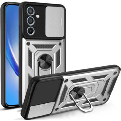 Ανθεκτική Θήκη με Κάλυμμα για την Κάμερα & Μεταλλικό Ring Holder - Samsung Galaxy A35 - Bodycell Armor Slide - Silver (5206015074721)